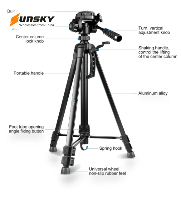 Aluminum Selfie Live Tripod Mount with Three-dimensional Head & Phone Clamp — Tabletop & Travel, PULUZ