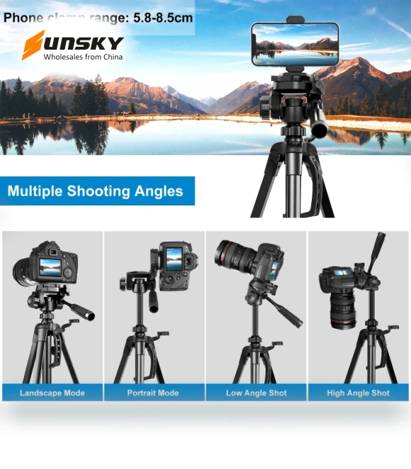 Aluminum Selfie Live Tripod Mount with Three-dimensional Head & Phone Clamp — Tabletop & Travel, PULUZ