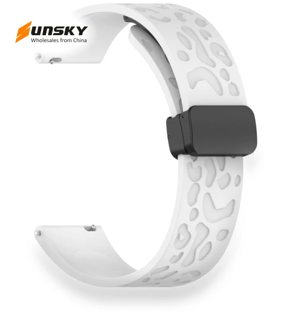 Leopard Print Magnetic Folding Buckle Silicone Watch Band — Watch Accessories