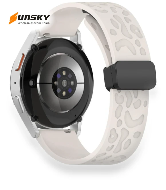 Leopard Print Magnetic Folding Buckle Silicone Watch Band — Bands