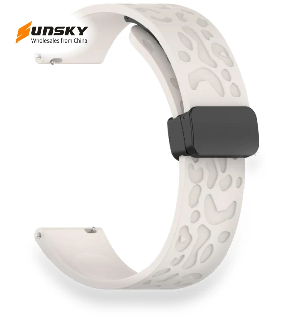 Leopard Print Magnetic Folding Buckle Silicone Watch Band — Bands