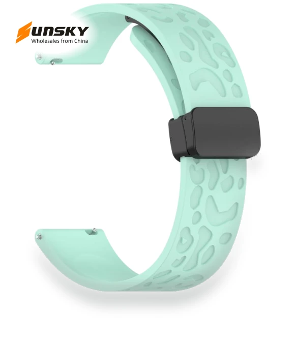 Leopard Print Magnetic Folding Buckle Silicone Watch Band — Bands