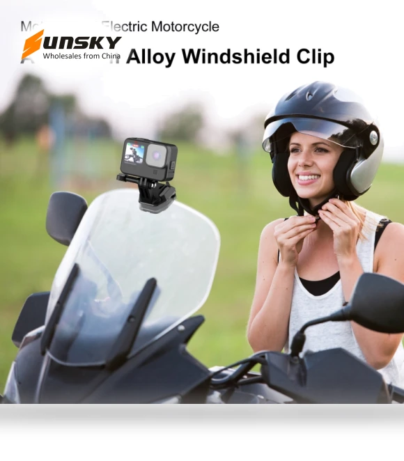 Motorcycle Windshield Action Camera Mount Clip — Mounts & Clamps, PULUZ