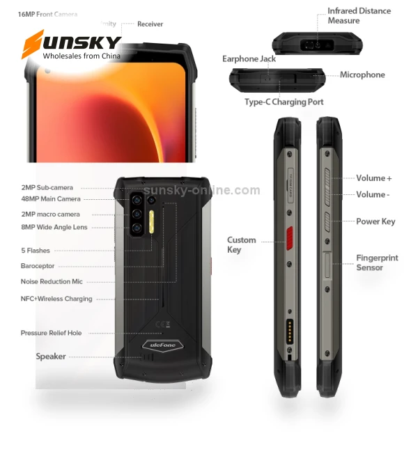 Rugged Phone with Infrared Distance Measure — Navigation Devices, Ulefone