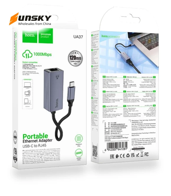 USB-C to RJ45 Ethernet Adapter — USB, hoco