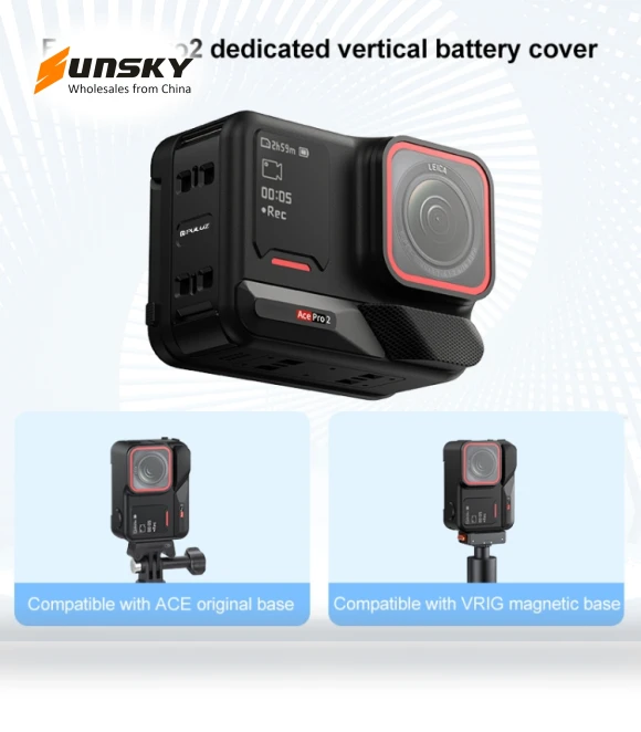 Aluminum Alloy Vertical Shooting Magnetic Quick-release Battery Side Interface Cover — Camera & Photo, PULUZ
