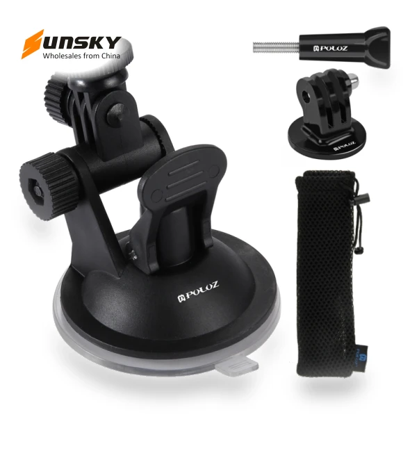 Car Suction Cup Mount with Screw & Tripod Mount Adapter & Storage Bag — Wearable Cameras, PULUZ