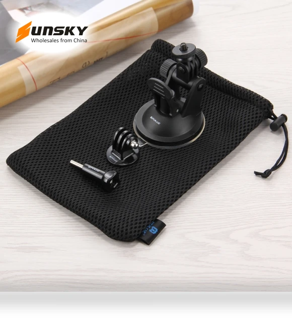 Car Suction Cup Mount with Screw & Tripod Mount Adapter & Storage Bag — Wearable Cameras, PULUZ