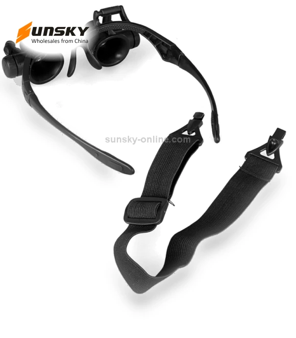 Double Eye Glasses Lens Jeweler Watch Repair Head Magnifier with LED Lights — Loupes