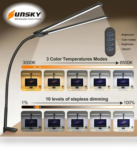 Gooseneck Tube LED Fill Light Double Head Clip Desk Lamp — Study & Desk Lighting, PULUZ
