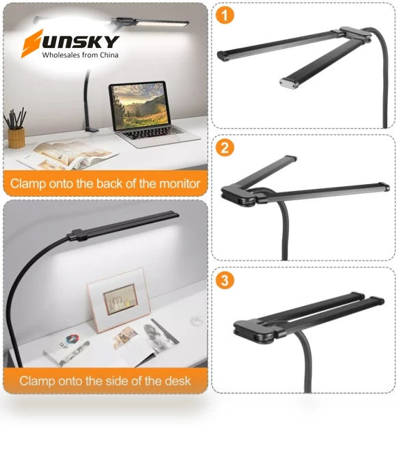 Gooseneck Tube LED Fill Light Double Head Clip Desk Lamp — Study & Desk Lighting, PULUZ