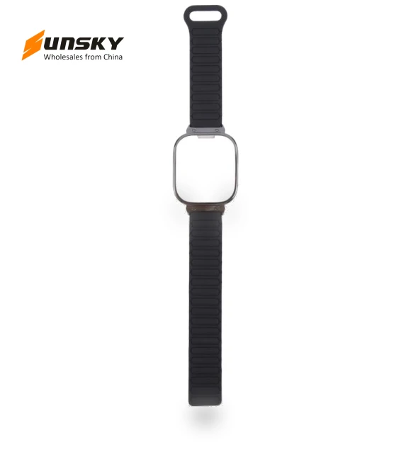 Metal Black Frame Integrated I-shaped Magnetic Silicone Watch Band — Watch Accessories, Redmi