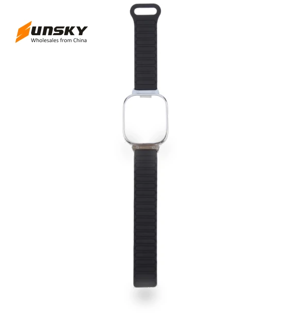 Metal Silver Frame Integrated I-shaped Magnetic Silicone Watch Band — Watch Accessories, Redmi
