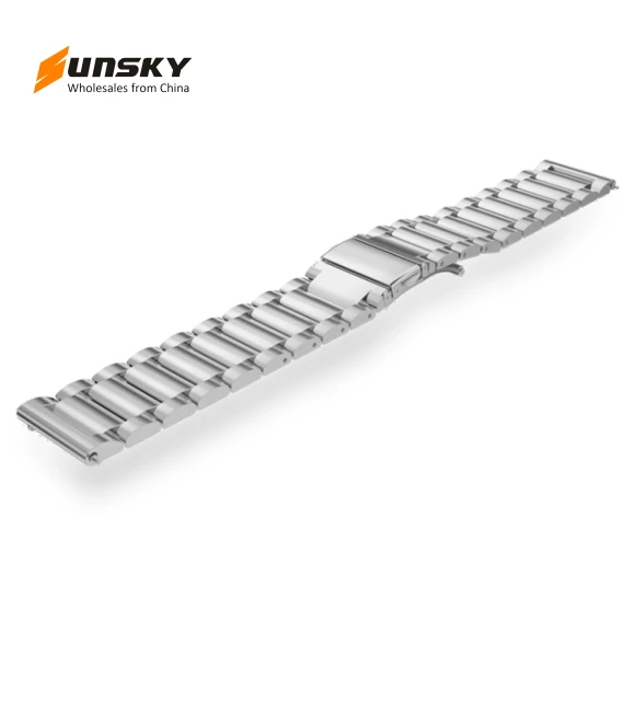 Three Flat Buckle Stainless Steel Replacement Watchband — Watch Straps & Bands