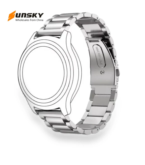 Three Flat Buckle Stainless Steel Replacement Watchband — Watch Straps & Bands
