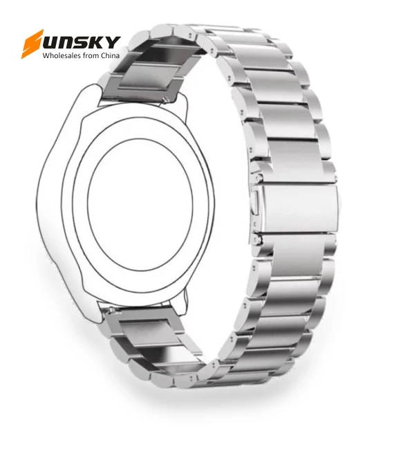 Three Flat Buckle Stainless Steel Replacement Watchband — Watch Straps & Bands