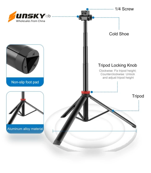 Aluminum Alloy Broadcast Fill Light Bracket Telescopic Tripod — Camera Supports, PULUZ