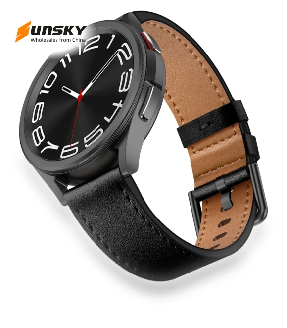 Metal Button Switch Leather Watch Band — Watch Accessories, Garmin