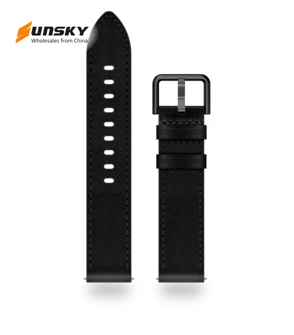 Metal Button Switch Leather Watch Band — Watch Accessories, Garmin