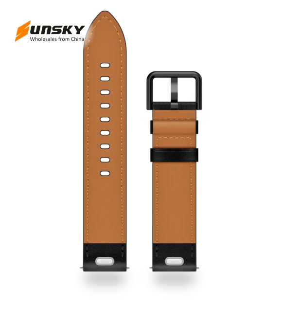 Metal Button Switch Leather Watch Band — Watch Accessories, Garmin
