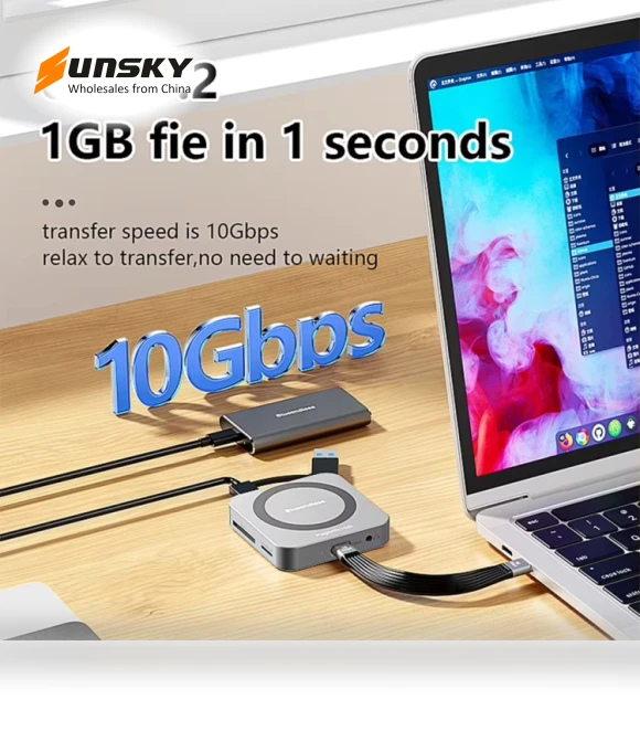 8-In-1 Magnetic HUB With M.2 NVMe/SATA SSD Enclosure — Enclosures, Blueendless