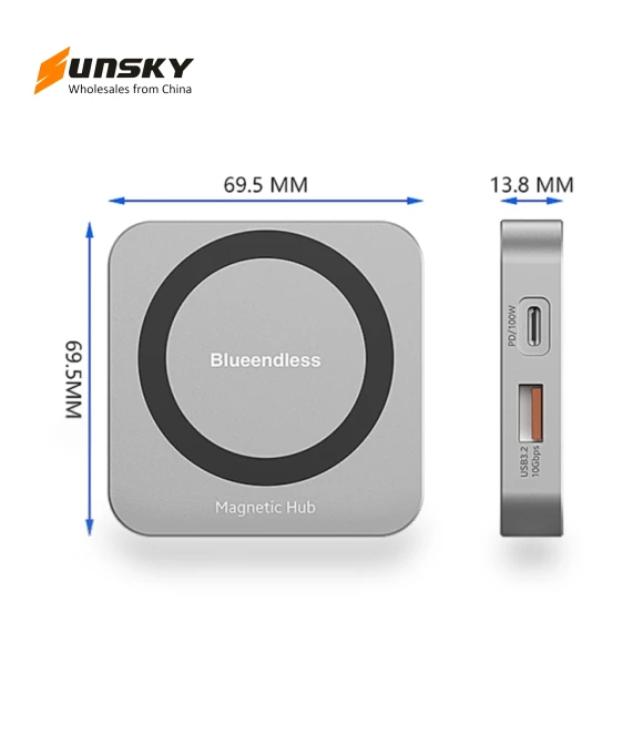 8-In-1 Magnetic HUB With M.2 NVMe/SATA SSD Enclosure — Enclosures, Blueendless