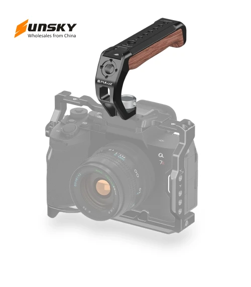 Arri Metal Wooden Top Handle with Cold Shoe Mount — Battery Grips, PULUZ