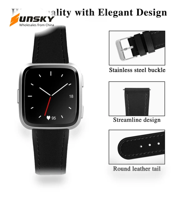 Leather Watch Band with Round Tail Buckle — Watch Straps & Bands, Fitbit