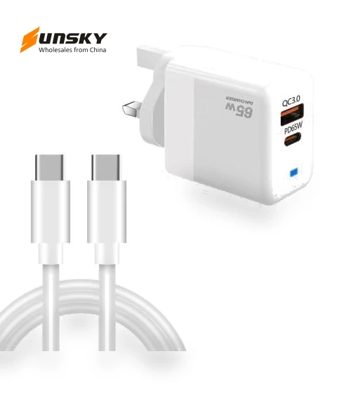 GaN PD 45W + USB Charger with Type-C to Type-C Data Cable — Chargers & Adapters