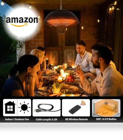 Infrared Hanging Electric Patio Heater — Patio Heaters, SUNNFLAME