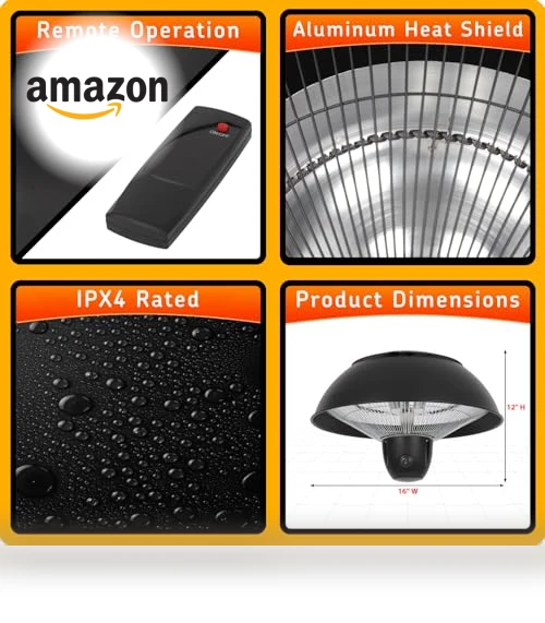 Infrared Hanging Electric Patio Heater — Patio Heaters, SUNNFLAME
