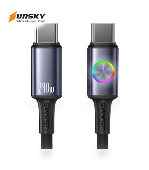 Type-C to Type-C Aluminum Alloy Data Cable with Colorful Light — Cables, USAMS