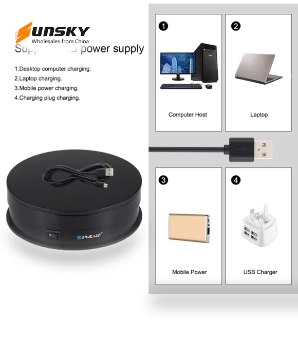 USB Electric Rotating Turntable Display Stand — Turntables, PULUZ
