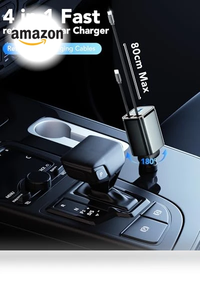 4 in 1 Fast Charging Retractable Car Charger — Phone Accessories, EloBeth