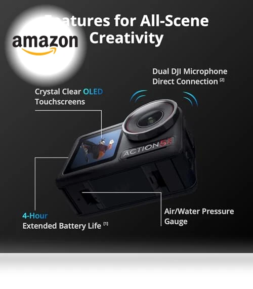 Action Camera 4K with Extended Battery Life — Wearable Cameras, DJI