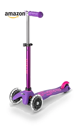 Mini Deluxe LED Three-Wheeled Lean-to-Steer Scooter — Push Scooters, Micro