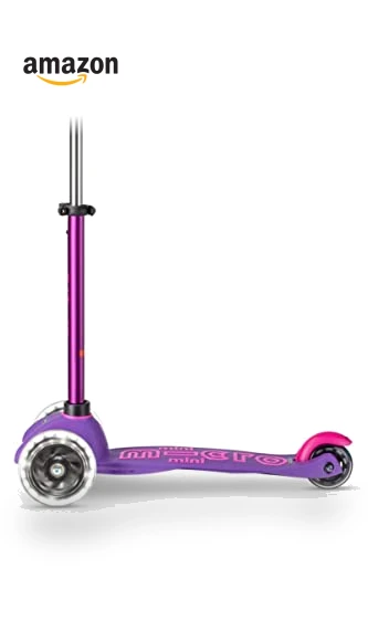 Mini Deluxe LED Three-Wheeled Lean-to-Steer Scooter — Push Scooters, Micro