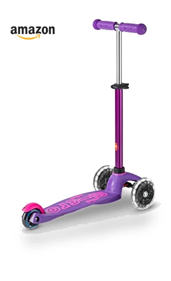 Mini Deluxe LED Three-Wheeled Lean-to-Steer Scooter — Push Scooters, Micro
