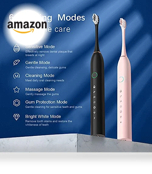 Rechargeable Electric Toothbrushes Set — Ultrasonic, HUBAKO