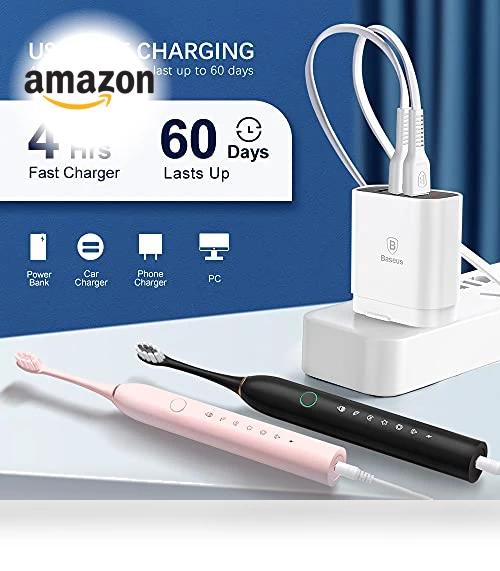 Rechargeable Electric Toothbrushes Set — Ultrasonic, HUBAKO