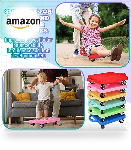 Sports Scooter Board Bulk Sitting Scooter Board with Handles — Kids Fitness, Jerify