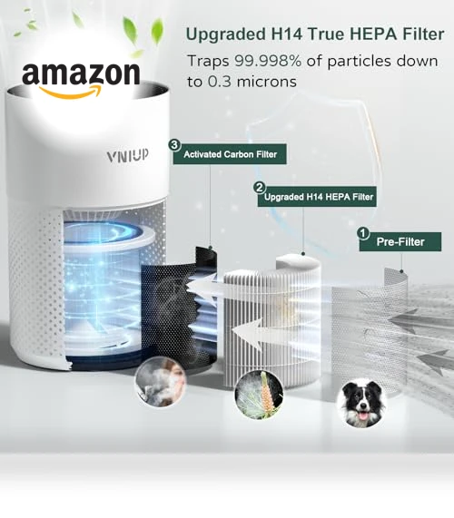 Air Purifier with H14 True HEPA Filter — Activated Carbon Air Purifiers, VNIUP