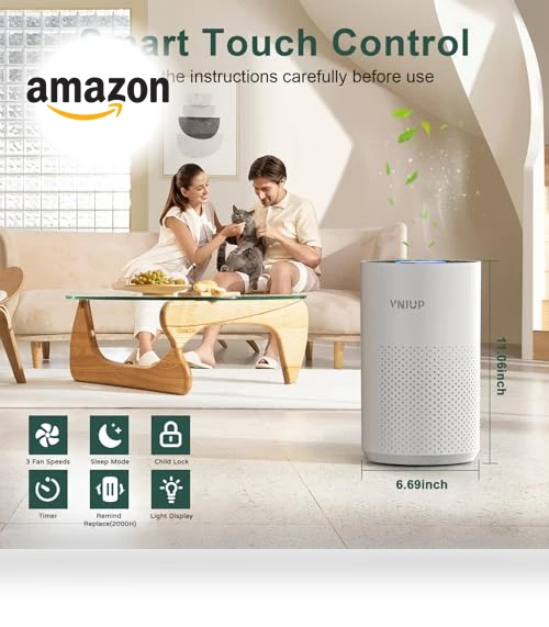 Air Purifier with H14 True HEPA Filter — Activated Carbon Air Purifiers, VNIUP