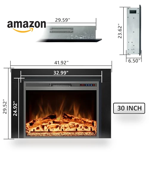 Electric Fireplace Insert with Metal Trim Kit — Tabletop Fireplaces, Kentsky