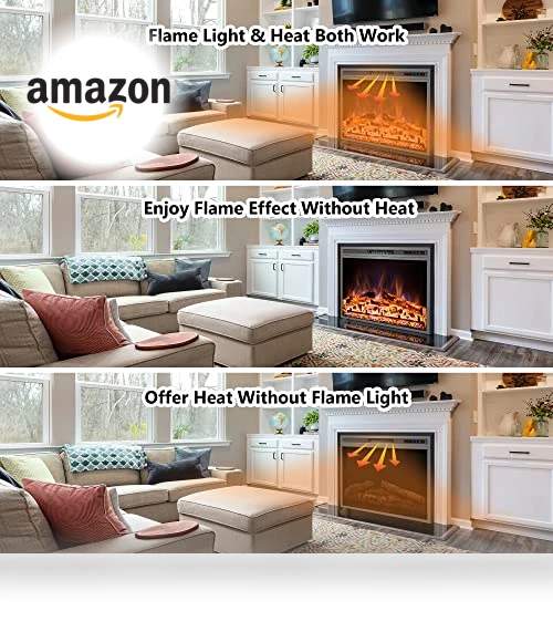 Electric Fireplace Insert with Metal Trim Kit — Tabletop Fireplaces, Kentsky