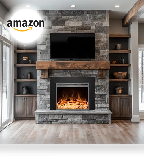 Electric Fireplace Insert with Metal Trim Kit — Tabletop Fireplaces, Kentsky