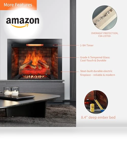Electric Fireplace Insert with Real Fire Crackling Sound — Tabletop Fireplaces, Innoflame