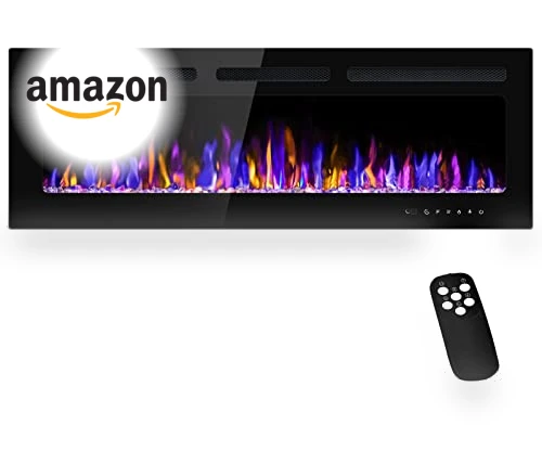 Electric Fireplace Wall Mounted and Recessed with Remote Control — Tabletop Fireplaces, BETELNUT