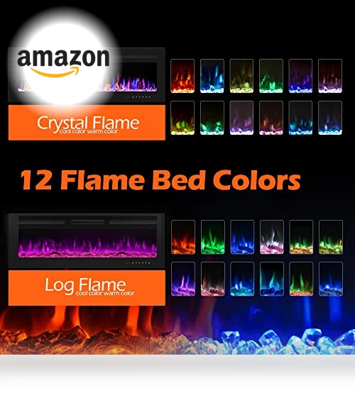 Electric Fireplace Wall Mounted and Recessed with Remote Control — Tabletop Fireplaces, BETELNUT