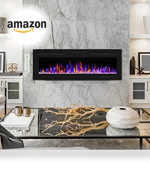 Electric Fireplace Wall Mounted and Recessed with Remote Control — Tabletop Fireplaces, BETELNUT